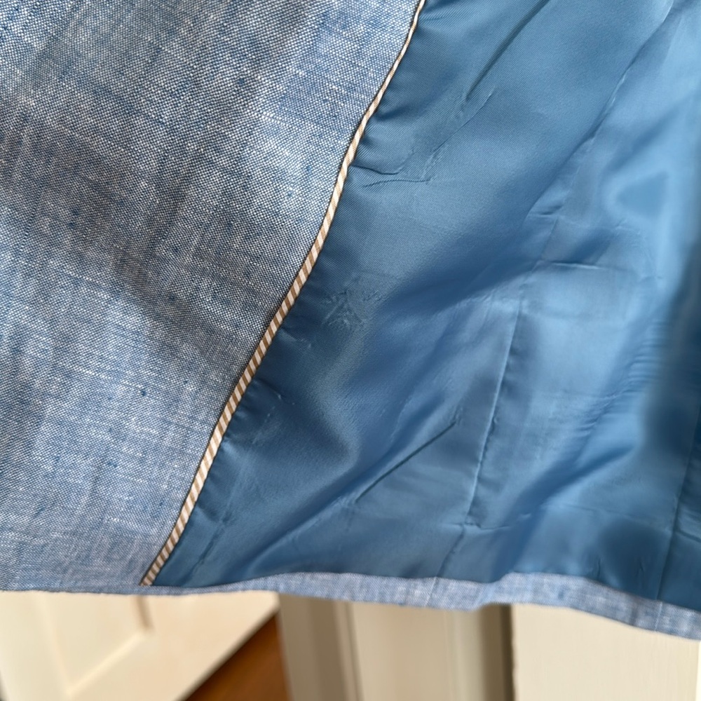 🪻Talbots Woman blue linen open front jacket with 3/4 sleeves. Size 14W. - Picture 4 of 11